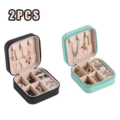 Portable Mini Jewelry Storage Box Travel Organizer Jewelry Case Leather Storage Earrings Necklace Ring Jewelry Organizer Display